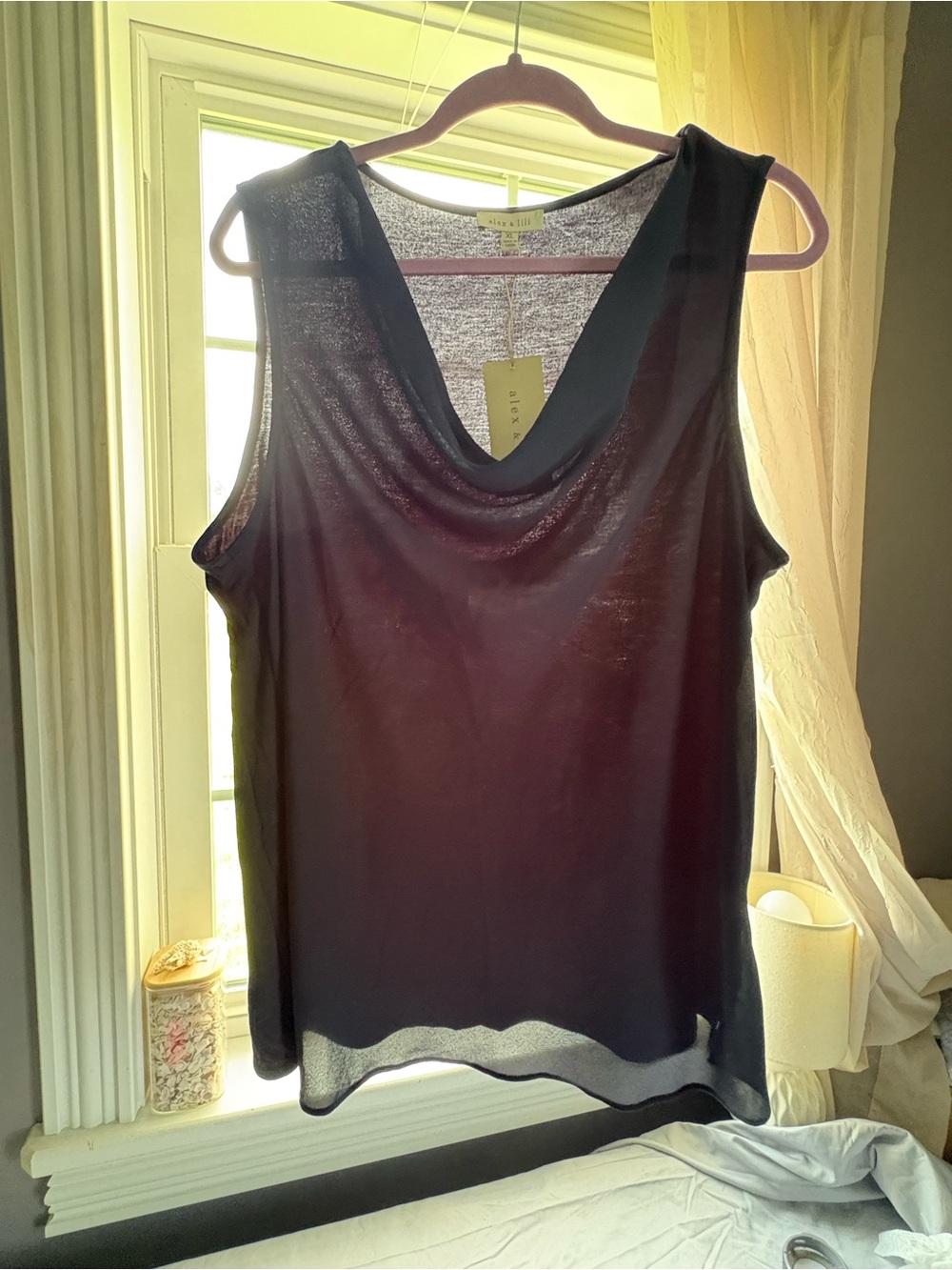 Alex & Lili navy Sleeveless Cowl Neck Top